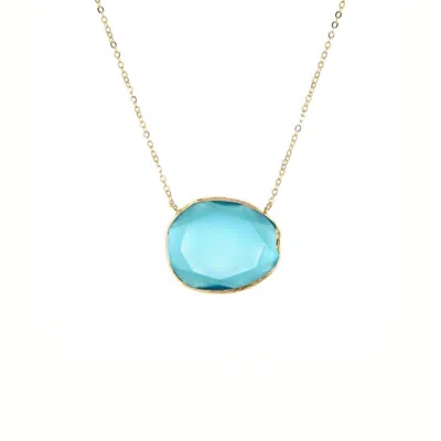 Marlyn Schiff Women's Faceted Glass Necklace In Aqua / Gold