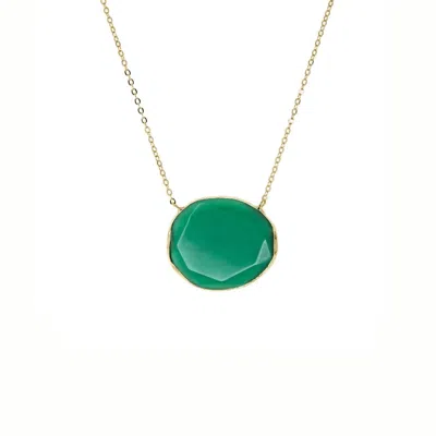 Marlyn Schiff Women's Faceted Glass Necklace In Emerald / Gold In Brown