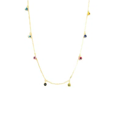 Marlyn Schiff Women's Multi Glass Evil Eye Necklace In Gold Plated