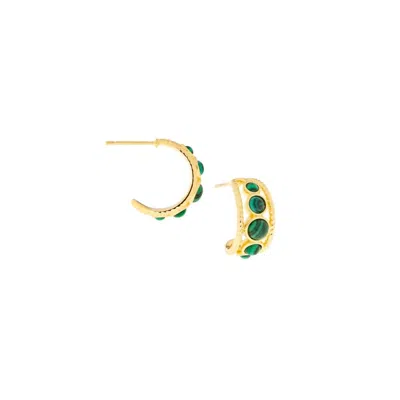 Marlyn Schiff Women's Stones Mini Hoop Earrings In Gold-malachite
