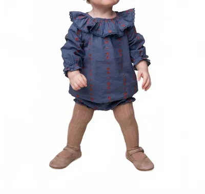 Marmar Copenhagen Kids' Baby's Tia Heart Blouse In Navy Blue In Purple
