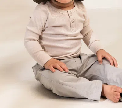 Marmar Copenhagen Kids' Boys Ribbed Long Sleeve Henley Shirt In Vanilla In Multi