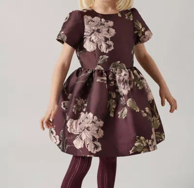Marmar Copenhagen Kids' Doreen Dress In Deep Mulberry Jacquard In Multi