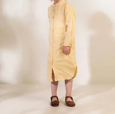 Marmar Copenhagen Kids' Dosa Linen Shirt Dress In Banana In Multi