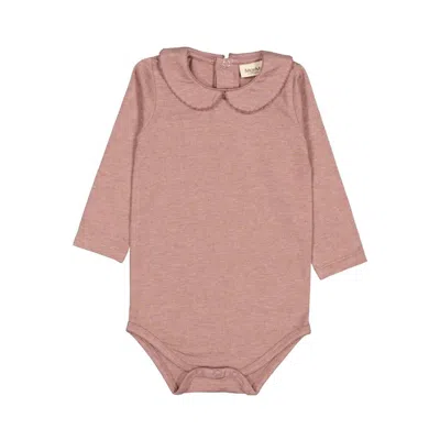 Marmar Copenhagen Kids' Girl's Becka Bodysuit In Dusty Mauve Glitter In Animal Print