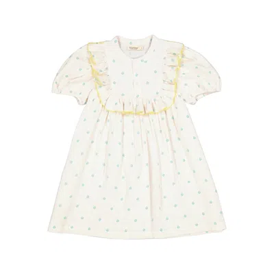 Marmar Copenhagen Kids' Girl's Dagny Cotton Dress In Geometrics In Neutral
