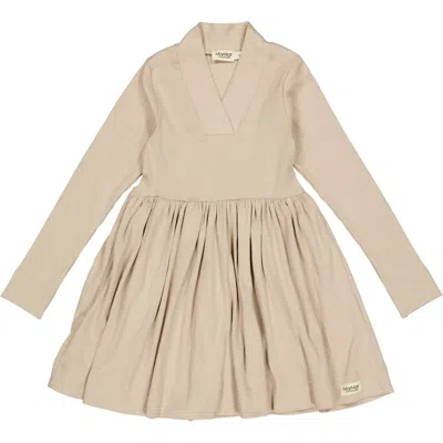 Marmar Copenhagen Kids' Girls Ribbed Long Sleeve Dress In Alpaca In Beige