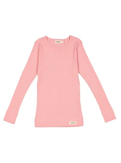 Marmar Copenhagen Girls Ribbed Long Sleeve Shirt In Pink Delight