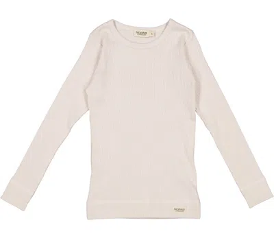 Marmar Copenhagen Kids' Girls Ribbed Long Sleeve Shirt In Vanilla In White