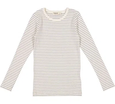 Marmar Copenhagen Kids' Girls Striped Long Sleeve Tani Shirt In Blue Stripe In Neutral