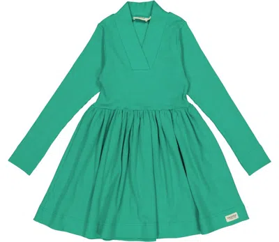 Marmar Copenhagen Kids' Ribbed Long Sleeve Dress In Grass In Green