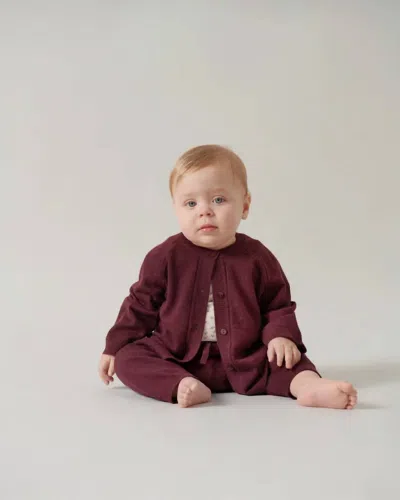 Marmar Copenhagen Kids' Taki Merino Sweater Cardigan In Deep Mulberry In Burgundy