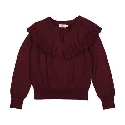 Marmar Copenhagen Kids' Toddler Girl's Thulla Merino Sweater Top In Deep Mulberry In Burgundy