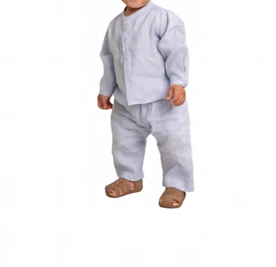 Marmar Copenhagen Kids' Totoro Linen Shirt Top In Blue Mist