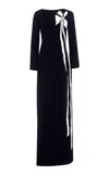 Marmar Halim Appliquéd Silk Crepe Gown In Black