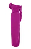 Marmar Halim Asymmetric Draped Silk Crepe Gown In Pink