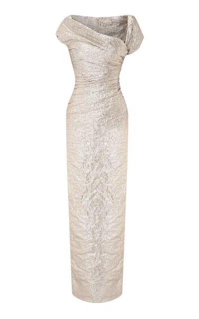 Marmar Halim Asymmetric Metallic Maxi Dress