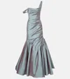 Marmar Halim One-shoulder Gathered Taffeta Gown In Blue