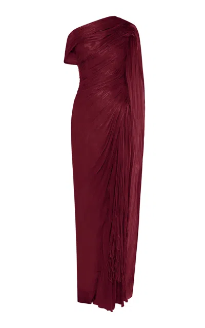 Marmar Halim Asymmetric Sash-detailed Gown In Burgundy