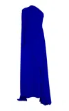 Marmar Halim Asymmetric Silk Crepe Gown In Blue