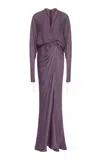 Marmar Halim Batwing Sleeves Draped Gown In Brown