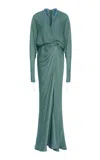 Marmar Halim Batwing Sleeves Draped Gown In Purple