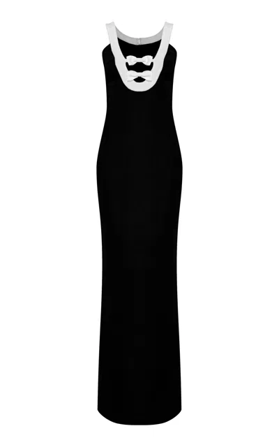 Marmar Halim Bow-detailed Silk Crepe Gown In Black