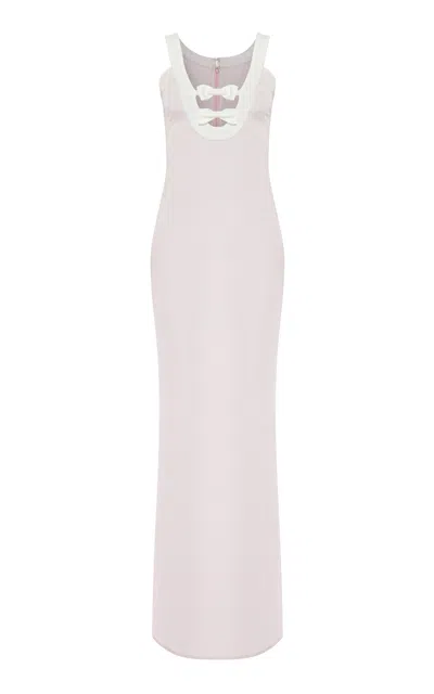 Marmar Halim Bow-detailed Silk Crepe Gown In Light Pink