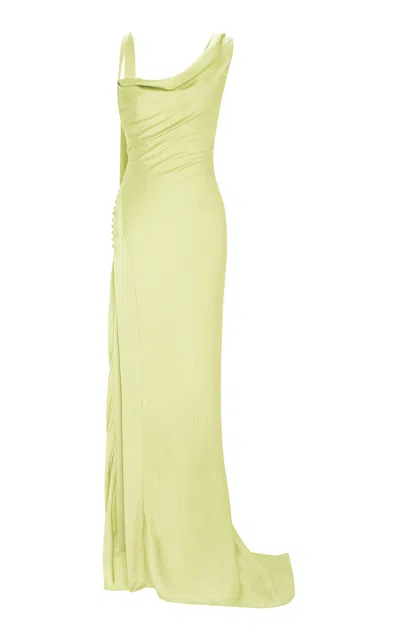 Marmar Halim Button Detailed Slip Silk Gown In Yellow