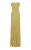 Marmar Halim Cape Detailed Fringed Gown In Yellow