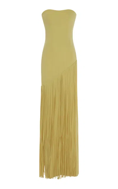 Marmar Halim Cape Detailed Fringed Gown In Yellow