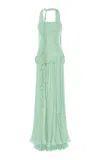 Marmar Halim Cape Detailed Fringed Gown