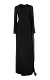 Marmar Halim Cape-detailed Silk Crepe Gown In Black