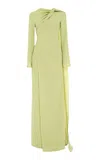 Marmar Halim Cape-detailed Silk Crepe Gown In Green