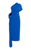 Marmar Halim Cape-detailed Silk Crepe Midi Dress In Blue