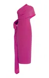 Marmar Halim Cape-detailed Silk Crepe Midi Dress In Pink