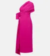 Marmar Halim Cape-detailed Silk Crepe Midi Dress In Pink