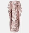 Marmar Halim Caped Satin Bustier Gown In Pink