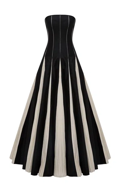 Marmar Halim Contrast-panel Gown In Black