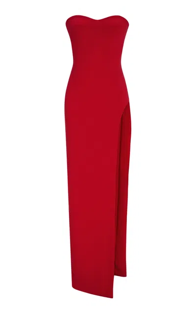 Marmar Halim Corseted Crepe Gown In Red