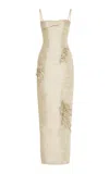 Marmar Halim Corseted Embroidered Gown In Brown