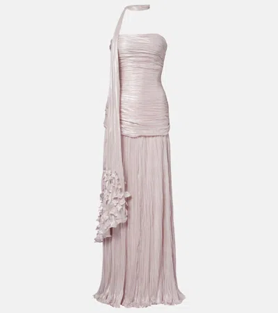 Marmar Halim Dayana Ruched Scarf-detail Gown In Pink