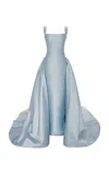 Marmar Halim Detachable-train Mikado Gown In Light Blue
