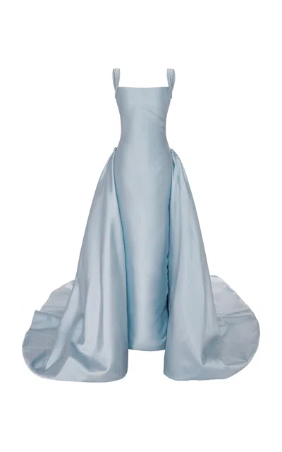 Marmar Halim Detachable-train Mikado Gown In Light Blue