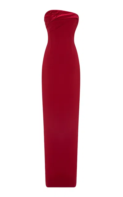Marmar Halim Draped Column Gown In Red