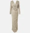 Marmar Halim Draped Pleated Gown In Gray