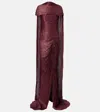 Marmar Halim Draped Pleated Scarf-detail Gown In Burgundy