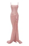 Marmar Halim Draped Ruched Gown In Pink