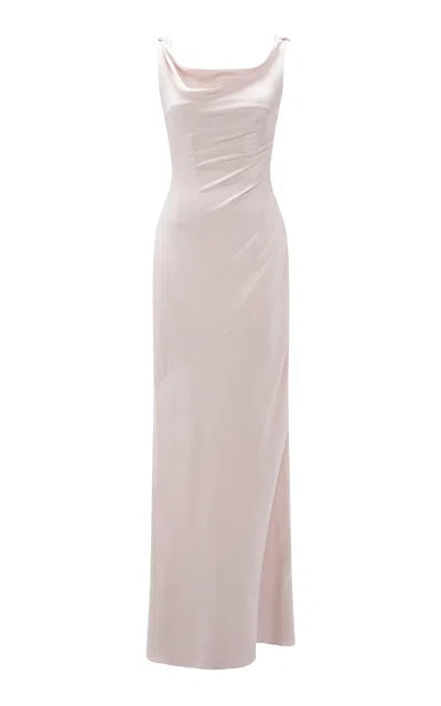 Marmar Halim Draped Silk Crepe Maxi Dress In Light Pink