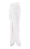 Marmar Halim Draped Silk Satin Maxi Skirt In White